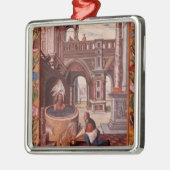 Allegorische Illustration eines Alchemisten an Silbernes Ornament (Links)