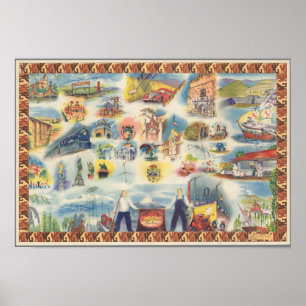 Allegorische Karte von Mexiko City und von Poster