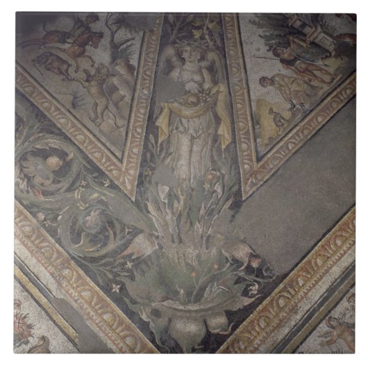 Allegorische Zahl des Herbstes, Detail eines Fliese (Vorderseite)