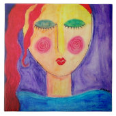 Allein Abstraktes Portrait einer Frau Fliese (Vorderseite)