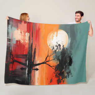 Allein am See – Einsamkeit beim Sonnenuntergang Fleecedecke