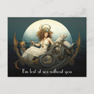 Allein an der See surreal Gemälde Postkarte