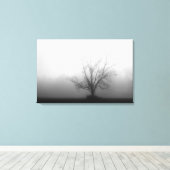Allein - Baum am Morgen Nebel Wrapped Canvas Leinwanddruck (Insitu (Holzboden))
