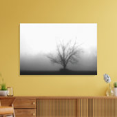 Allein - Baum am Morgen Nebel Wrapped Canvas Leinwanddruck (Insitu (Wohnzimmer))