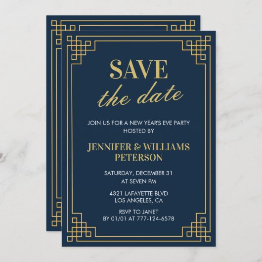 Allein die Einladung des neuen Jahres Save the Dat (Vorne/Hinten)