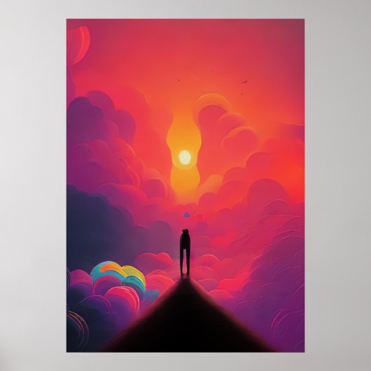 Allein in farbenfrohe Wolken spazieren Poster (Vorne)