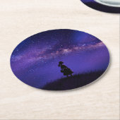 Allein und Sternennacht Runder Pappuntersetzer (Angewinkelt)