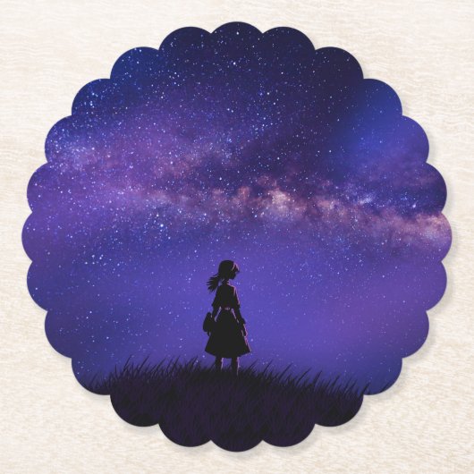 Allein und Sternennacht Untersetzer (Vorderseite)