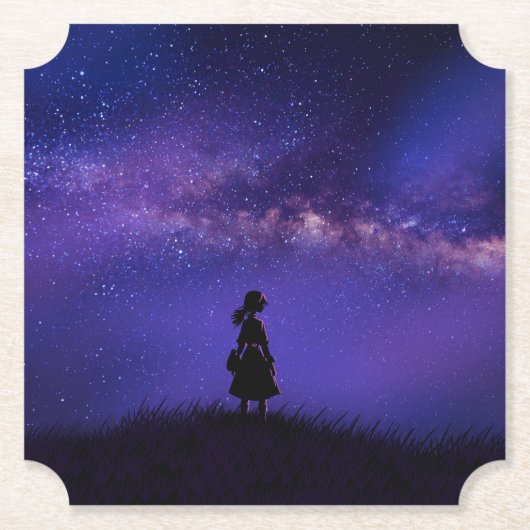 Allein und Sternennacht Untersetzer (Vorderseite)