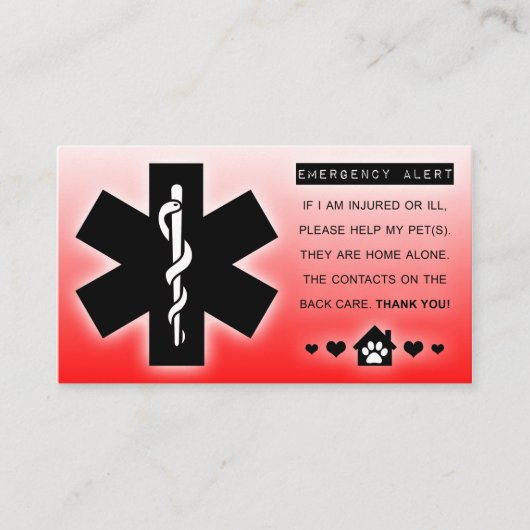 alleinhaustier des Zuhause Visitenkarte (Vorderseite)