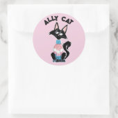 Alleinkatze mit Transgender-Stolz-Farben Runder Aufkleber (Tasche)