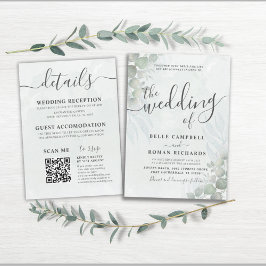 Alleinstehende Eukalyptus Sage Green Wedding Einladung