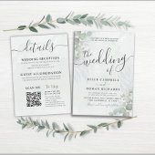 Alleinstehende Eukalyptus Sage Green Wedding Einladung