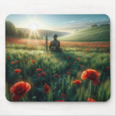 Alleinstehende in einem Mohnfeld Mousepad (Vorne)