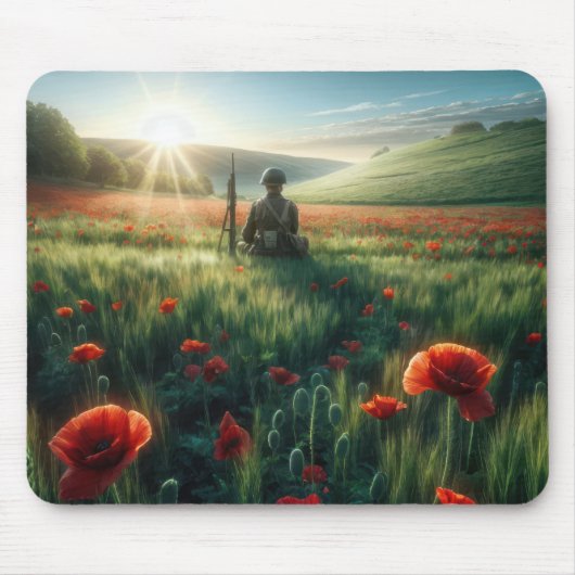 Alleinstehende in einem Mohnfeld Mousepad (Vorne)