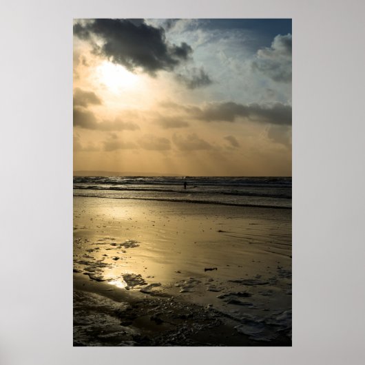 Alleinsurfer auf den Winterwellen Poster (Vorne)