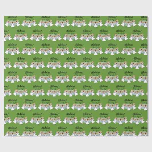 Alleluia! Cartoon Choir of Angels Weihnachten Geschenkpapier (Flach)