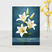 Alleluia Religious Easter Lilies Blue Background Karte (Gelbe Blume)