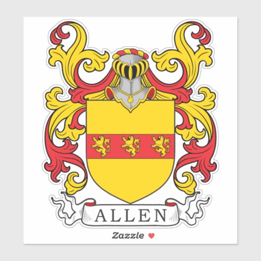 Allen Familienwappen Aufkleber (Blatt)