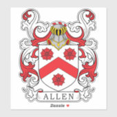 Allen Familienwappen Aufkleber (Blatt)