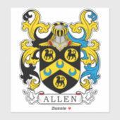 Allen Familienwappen Aufkleber (Blatt)