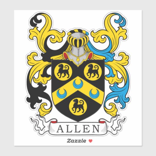 Allen Familienwappen Aufkleber (Blatt)
