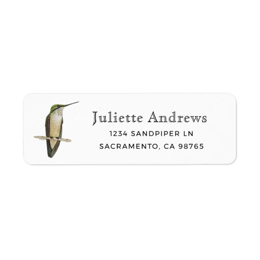 Allen's Hummingbird Return Label (Vorne)