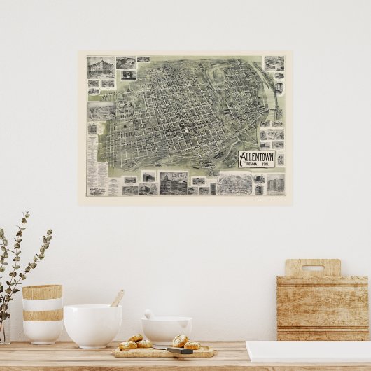Allentown, PA Panoramic Map - 1901 Poster (Küche)
