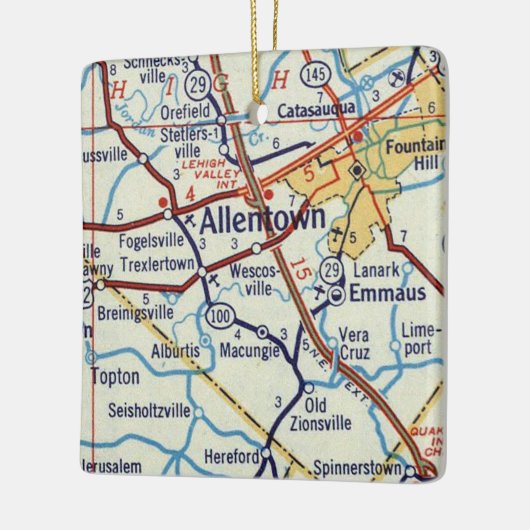Allentown PA Vintag Map Keramikornament (Links)
