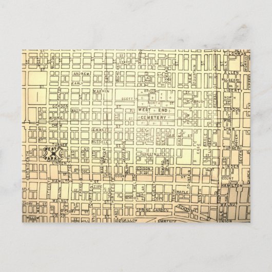 Allentown, PA Vintag Map Postkarte (Vorderseite)