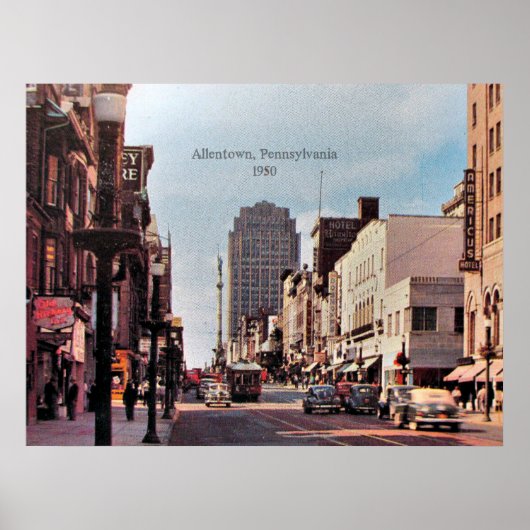 Allentown, Pennsylvania 1950 Stadtscape Poster (Vorne)