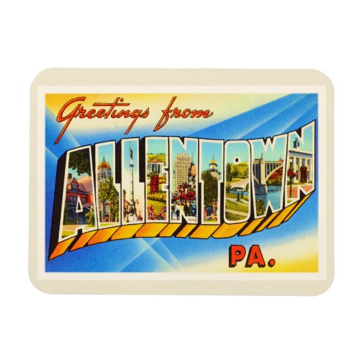 Allentown Pennsylvania PA Vintage Reise Souvenir Magnet (Horizontal)