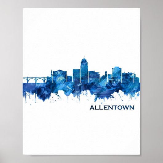 Allentown Pennsylvania Skyline Blue Poster (Vorne)