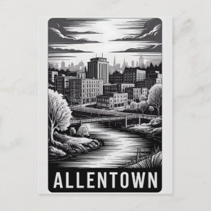 Allentown Pennsylvania Skyline Schwarz Weiß Holzsc Postkarte