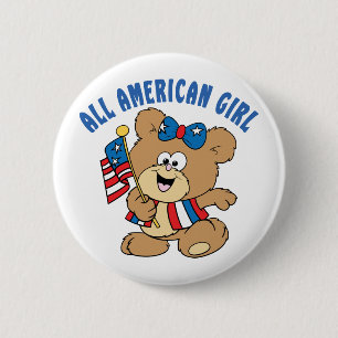 Aller amerikanische Mädchen-Bär Button