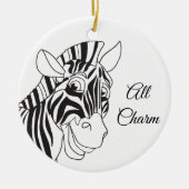 "Aller Charme!" Reizender Zebra-schwarzes u. Keramik Ornament (Vorne)
