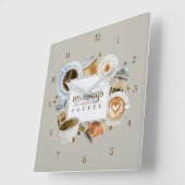 Aller gute Morgen-Anfang mit Kaffee-Wanduhr Quadratische Wanduhr (Winkel)