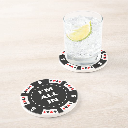 Aller ich bin im Poker-Chip Sandstein Untersetzer (Seite)