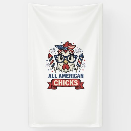Aller Patriotischen Hühner Vector Design Banner (Vertikal)