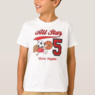 Aller Stern-Sport-5. Geburtstag personalisiert T-Shirt
