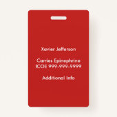 Allergen-Allergie-Symbol-Alarm der Ausweis (Rückseite)