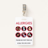 Allergen-Allergie-Symbol-Alarm der Ausweis (Vorderseite mit Klammer)