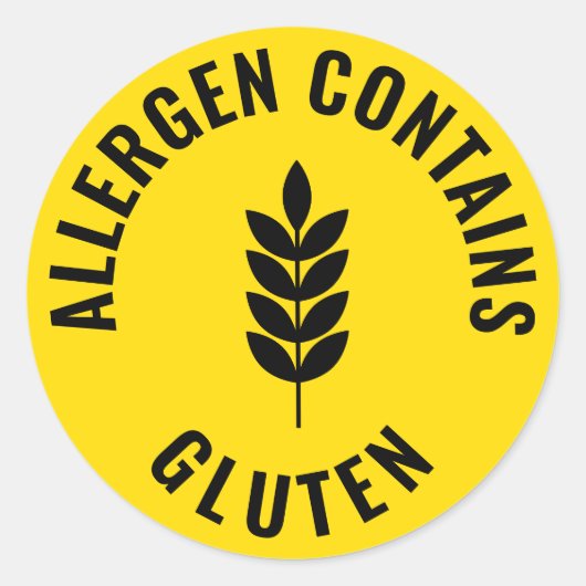 Allergen Contains Gluten Warning Sticker Food Labe (Vorderseite)