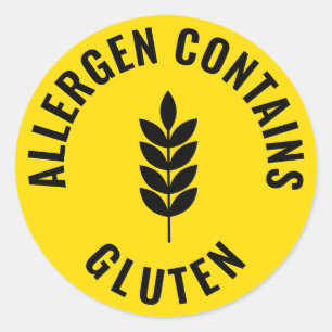 Allergen Enthält Gluten Warnaufkleber Lebensmittel Runder Aufkleber
