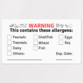 Allergen Labels for Food Containers Etiketten (Design 1)