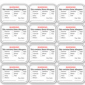 Allergen-Lebensmittelkennzeichnungen Aufkleber (Vorderseite)