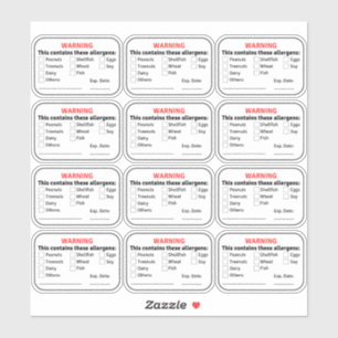 Allergen-Lebensmittelkennzeichnungen Aufkleber