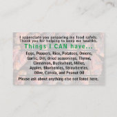 Allergenkarte 1 visitenkarte (Rückseite)