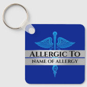 Allergie Alarm DIY allergisch gegen blaues SILVER Schlüsselanhänger (Vorderseite)