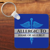 Allergie Alarm DIY allergisch gegen blaues SILVER Schlüsselanhänger (Vorderseite)